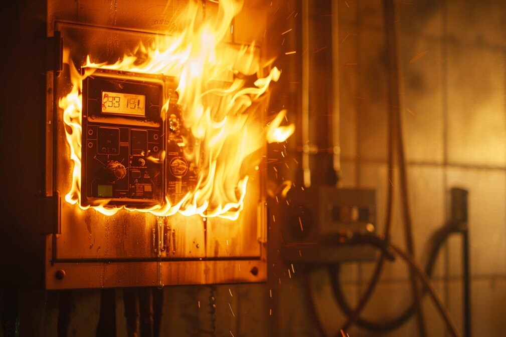 Incendie Feu de panneau electrique